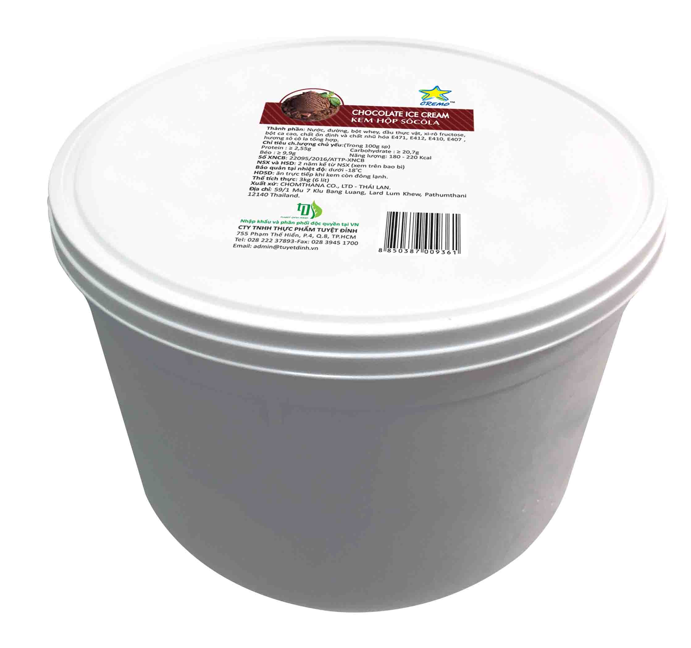 Kem hộp 6000ml vị sô cô la